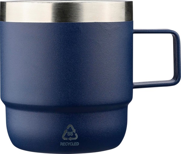 Mug double paroi de 180 ml en acier inoxydable recyclé Lilia - bleu