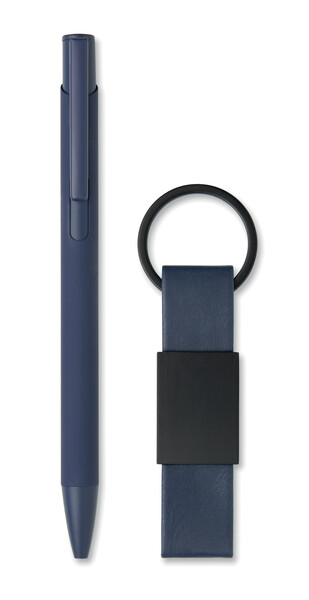 Set stylo à bille et porte-clés en Escri Set - Bleu