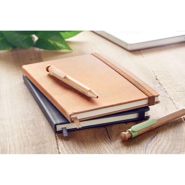 Recycled PU A5 lined notebook Baobab - Black