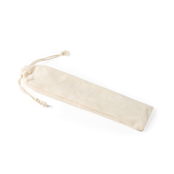 Reusable stainless steel straw set with custom cotton pouch