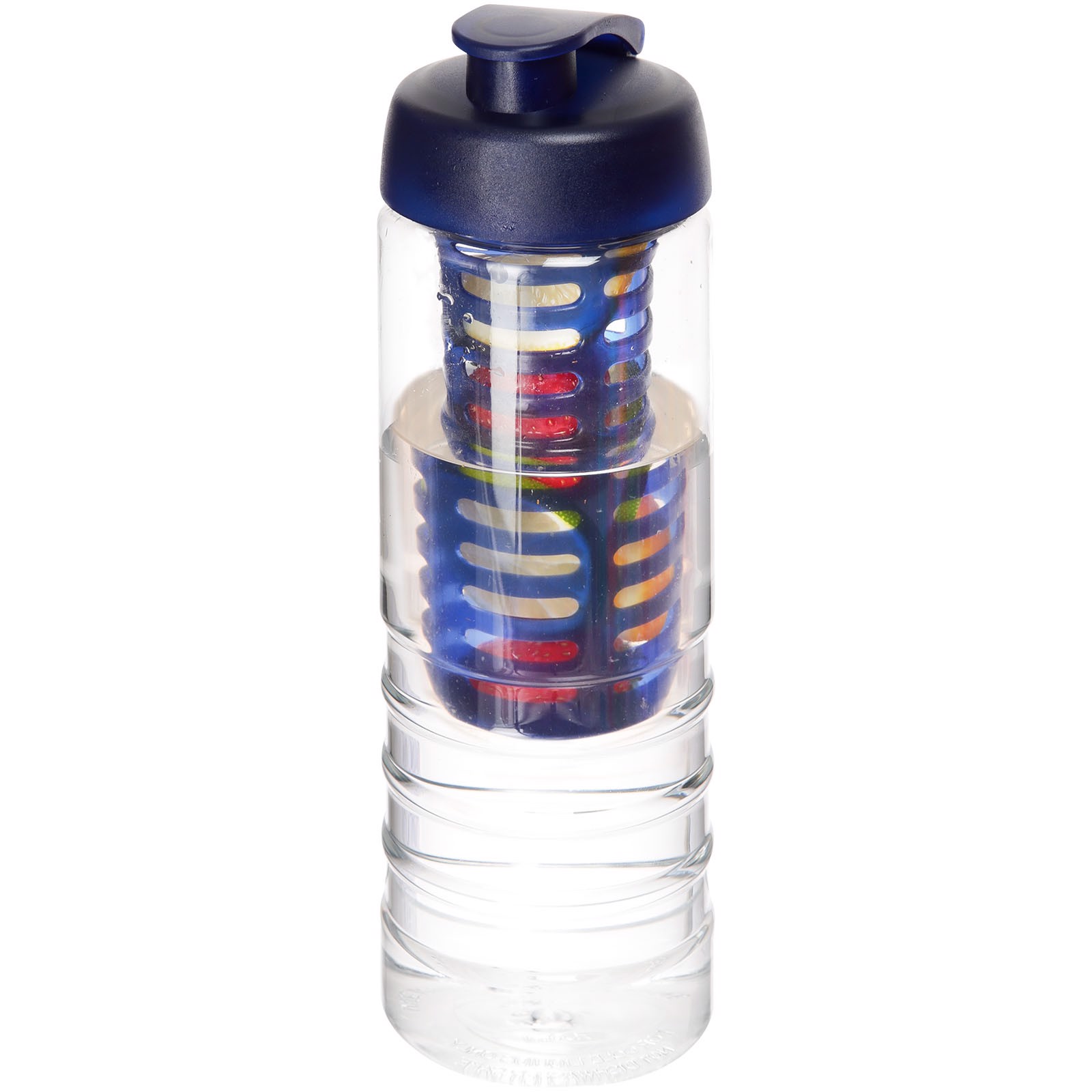 H2O Treble 750 ml lahev s vyklápěcím víčkem a infuzérem - Průhledná / Modrá