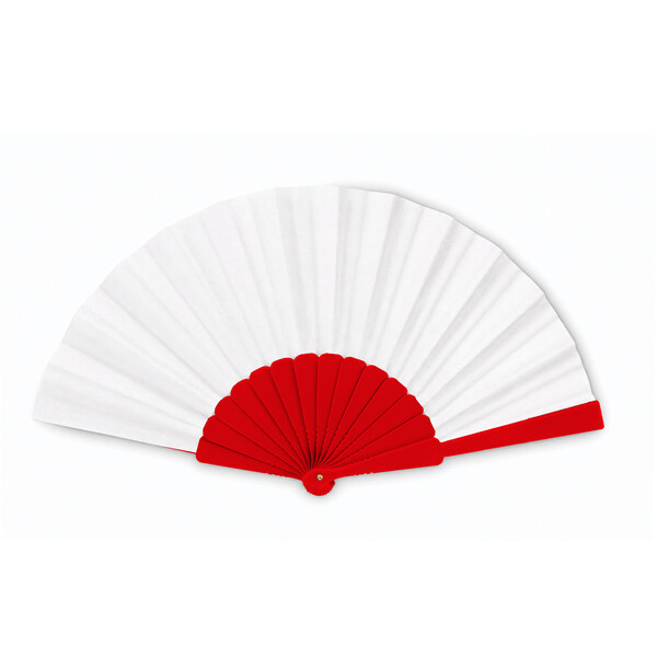 Full colour plastic hand fan - Fire Red
