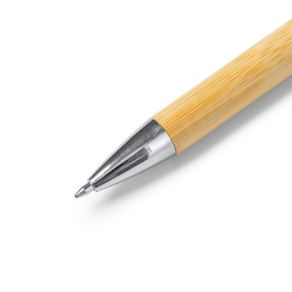 Eco bamboo ballpoint pen personalised with clip and metallic tip