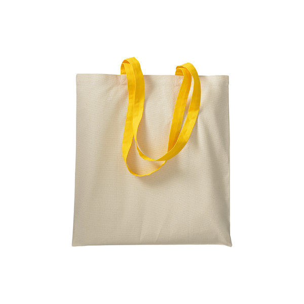 220 G/M2 Natural Cotton Shopping Bag With Coloured Long Handles - Yellow