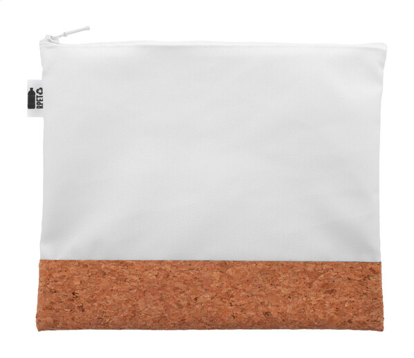 Toaletna torba iz reciklirane PET plastike po meri CreaBeauty Cork L - Bela / naravna