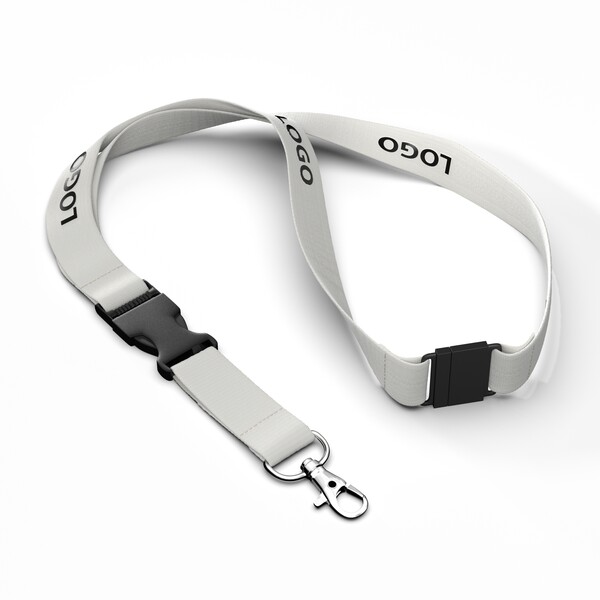 Detachable Bamboo screenprint lanyard - 20mm width / Metal carabiner / Safety breakaway
