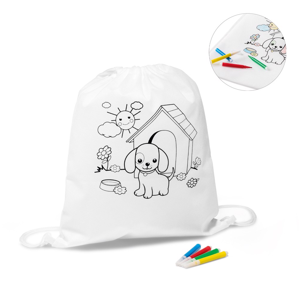 DRAWS. Saco tipo mochila em non-woven para colorir (80 m/g²)