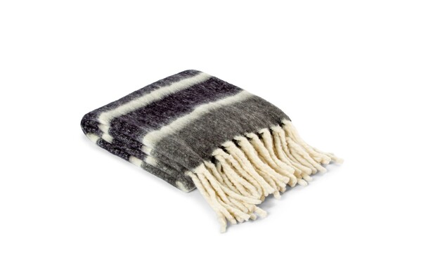 Kosta Linnewäfveri Plaid en Laine à Rayures - Gris foncé