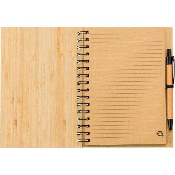 Bamboo notebook A5 with ball pen