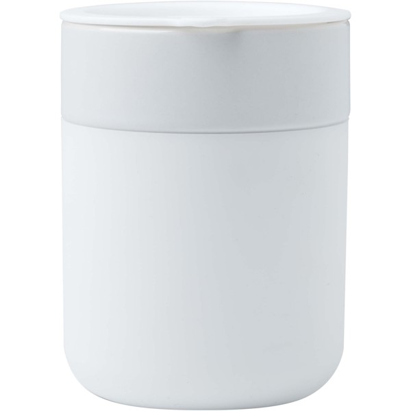 Java 330 ml ceramic tumbler with silicone wrap and plastic lid - White