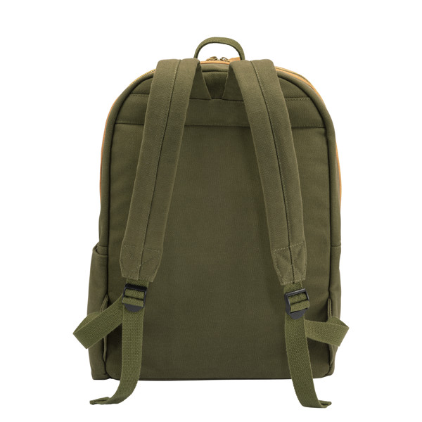 Recycled Canvas Backpack With Padded Notebook Compartment - Dark Green