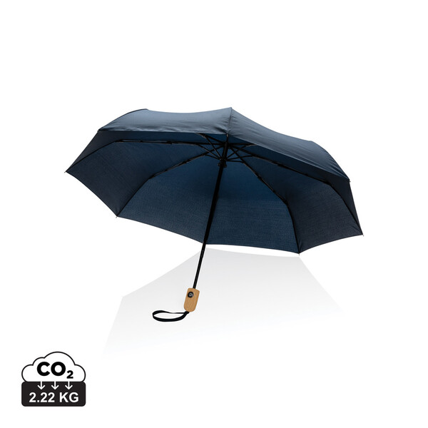 Parapluie 21" automatique rPET 190T et bambou Impact AWARE™ - Bleu Marine