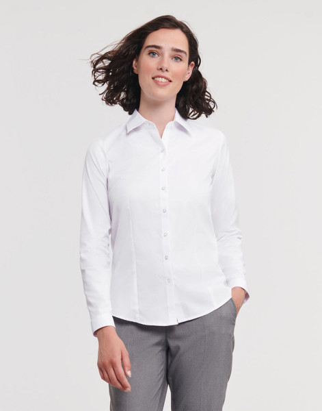 Ladies'LS Herringbone Shirt - White / 3XL (46)