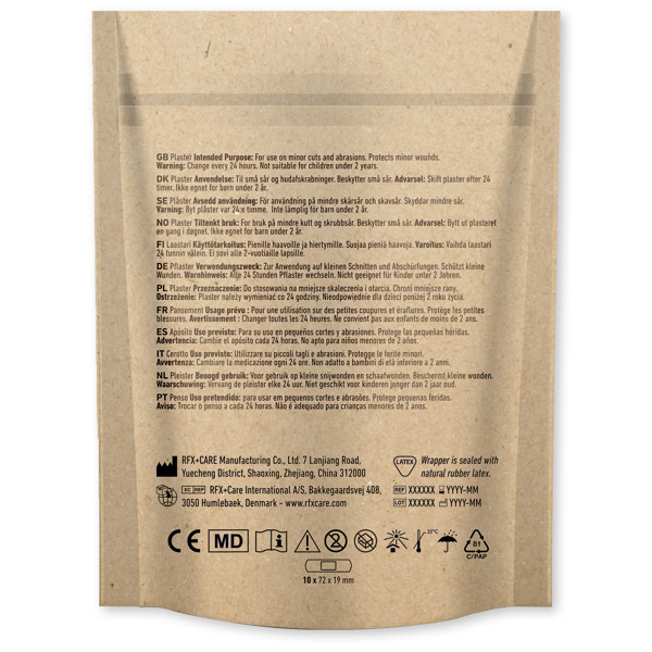 10 Pflaster in vollfarbig bedruckter Papiertasche - Kraftpapier / sensitive