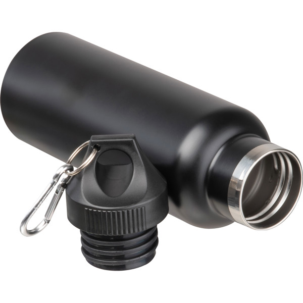 Vacuum flask, matt, 500ml with carabiner NICOLAS - Black
