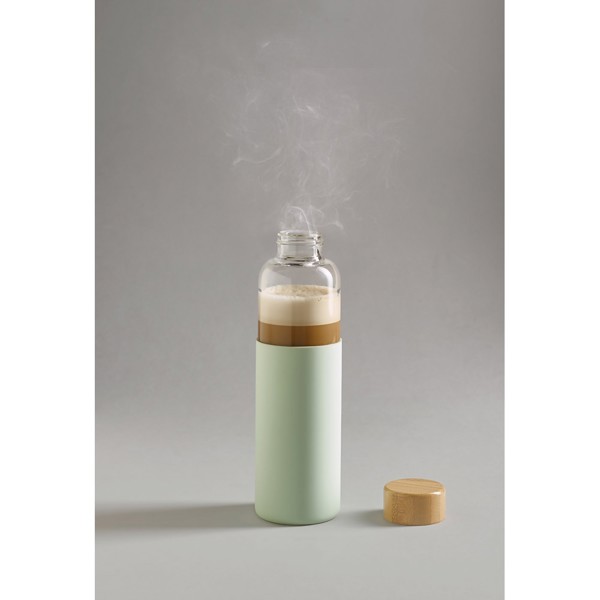 DAKAR. Bamboo and borosilicate glass bottle 600 mL - Light Green