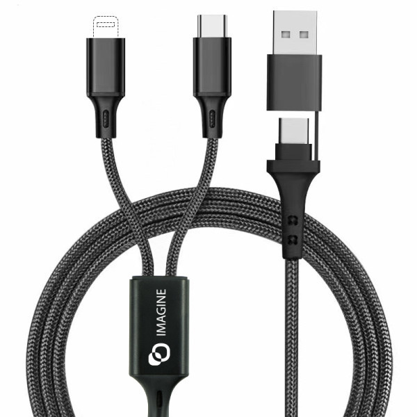 RENKEI - CÂBLE DE CHARGE 4 EN 1 20W EN MATÉRIAUX RECYCLÉS - NOIR