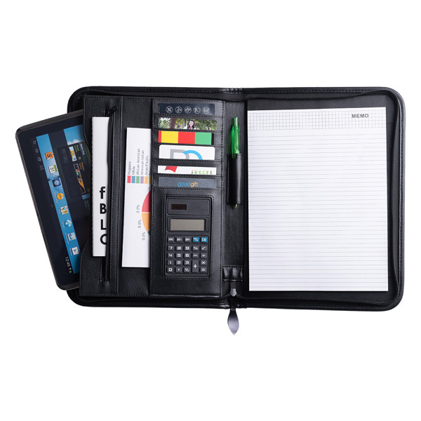 Solarino A4 zipper portfolio - Black