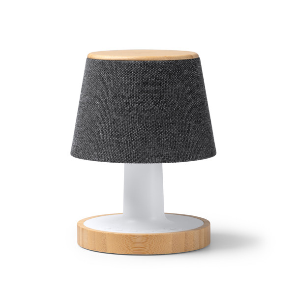 Altavoz lámpara personalizado de RPET y bambú 5W con temporizador y 3 modos de luz
