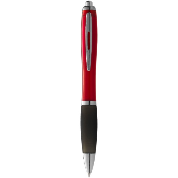 Nash ballpoint pen with coloured barrel and black grip - Red / Solid Black