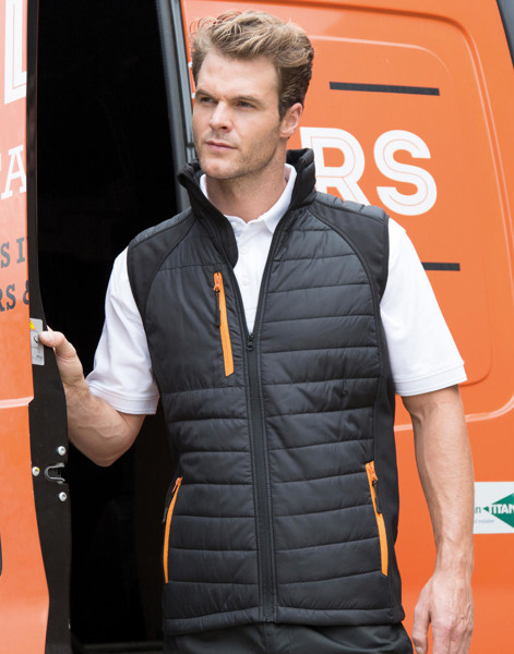 Compass Padded Softshell Gilet - Navy / Yellow / L