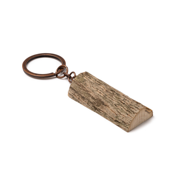Llavero personalizado de madera natural con anilla metálica