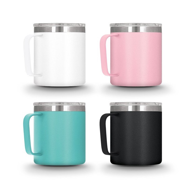 MUG ISOTHERME DOUBLE PAROI INOX AVEC COUVERCLE - Blanc