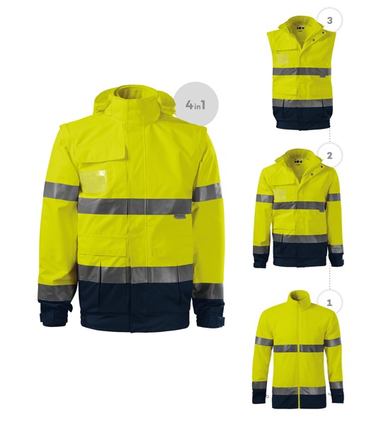 Bunda Unisex Rimeck® Hv Guard 4 In 1 - Fluorescenčná Žltá / 2XL