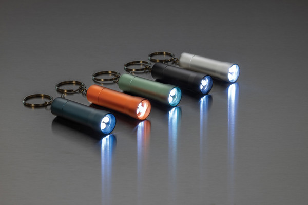 Porte-clés torche en aluminium recyclé RCS Flash - Bleu