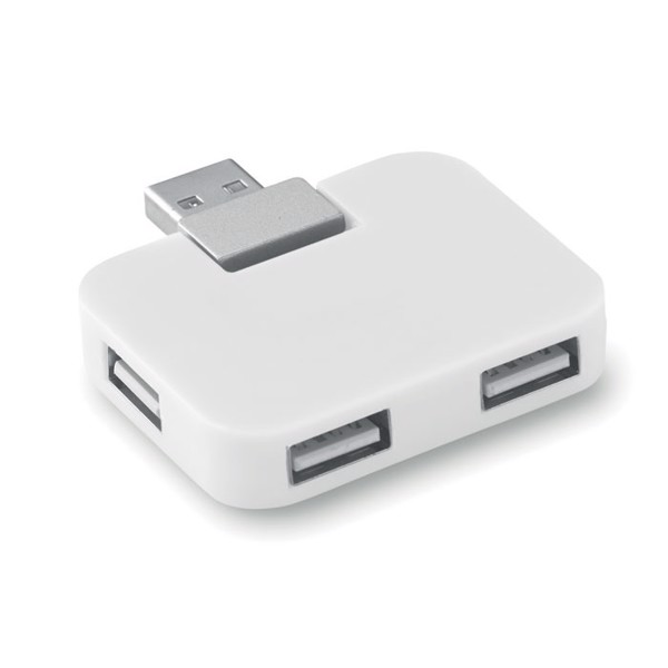 4 port USB hub Square - White