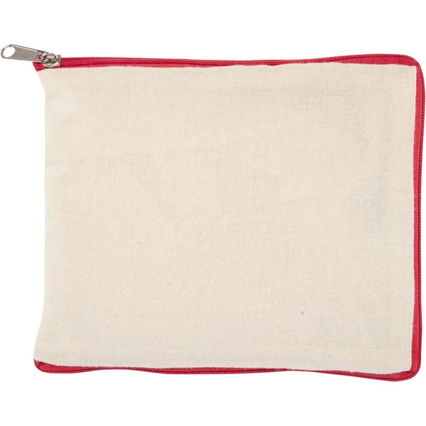 Tote bag pieghevole in cotone riciclato certificato GRS da 140 g/m² Sierra - 12L - Naturale / Rosso