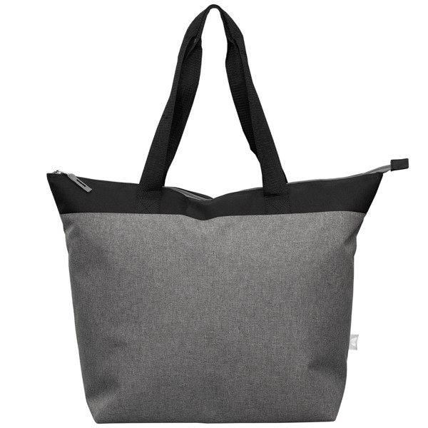 Metropolis Kühltasche mit Reißverschluss aus recyceltem 600D Polyester für 44 Dosen - 20 L - Grau / Siebdruck