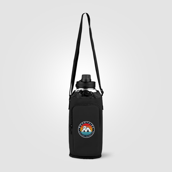 Malmö - Recycled PU Zipper Pocket Bottle Bag - 1.8 L - Black / Heat transfer