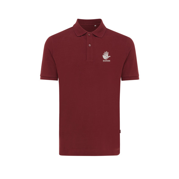 Polo en coton piqué et recyclé Iqoniq Yosemite - Rouge Bordeaux / M