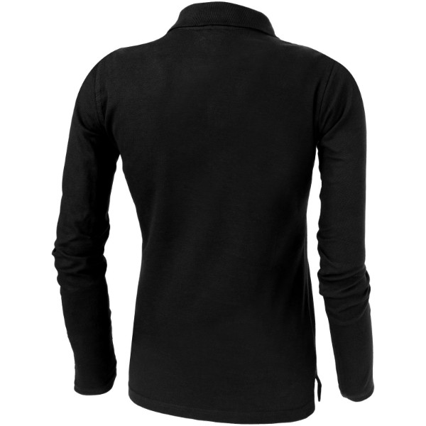 Point long sleeve women's polo - Solid Black / XL