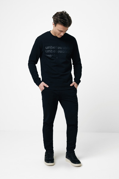 Sweater à col rond en coton recyclé Iqoniq Zion - Noir / L