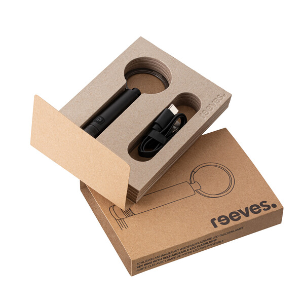 Porte-clés avec lampe de poche LED rechargeable PORTO LIGHT - noir