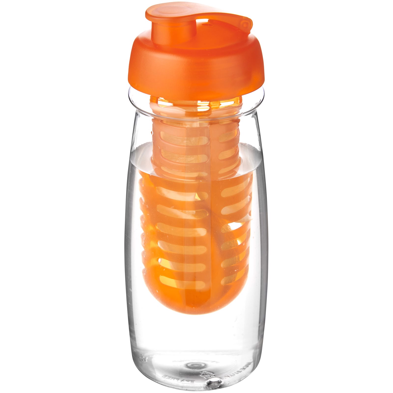 Bidon H2O Pulse® o pojemności 600 ml z wieczkiem zaciskowym zmożliwością przyrządzania wody smakowej - Przezroczysty / Pomarańczowy