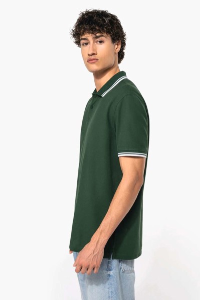 MUŠKA POLO MAJICA KRATKIH RUKAVOVA S KONTRASTNIM OBRUČKOM - Bijela / Crna / 2XL
