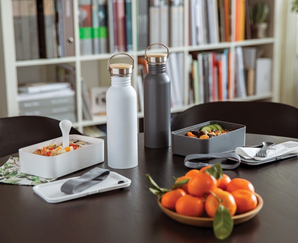 XD škatla za kosilo, spork, primerna za mikrovalovno pečico, 1,2 l - Bela