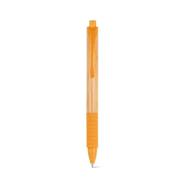 KUMA. Bamboo ball pen with non-slip clip - Orange