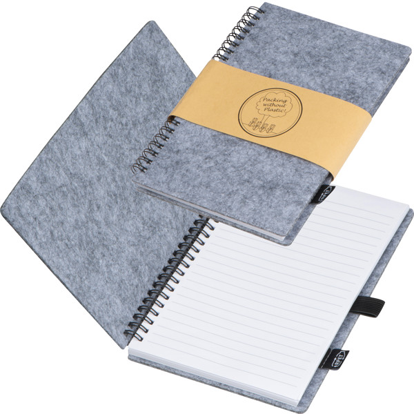 RPET felt notebook BRENDA - Silvergrey