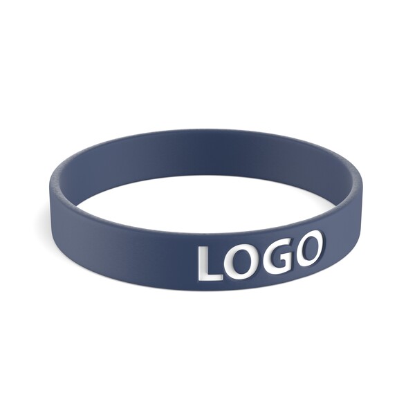 Customised silicone wristbands (12mm width) - Midnight Ocean Blue / 18x1.2x0.2cm
