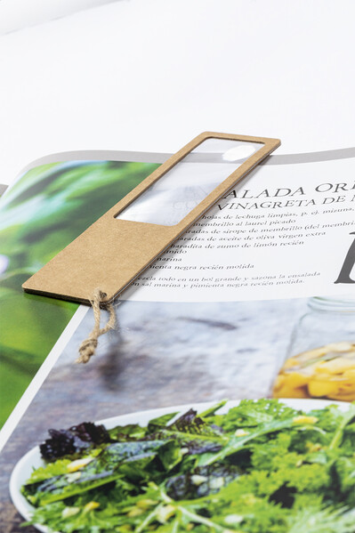 Niffy bookmark, recycled paper, magnifier insert