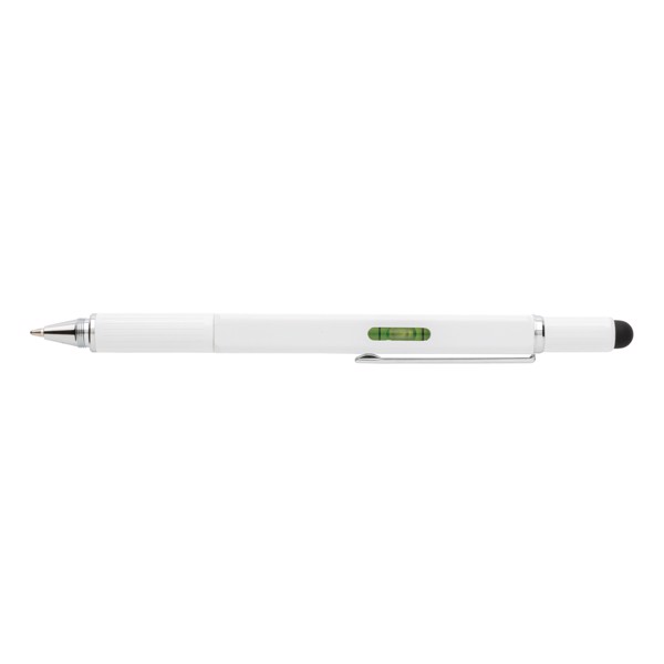 Xd Collection multifunction pen, brass, 7cm ruler - White