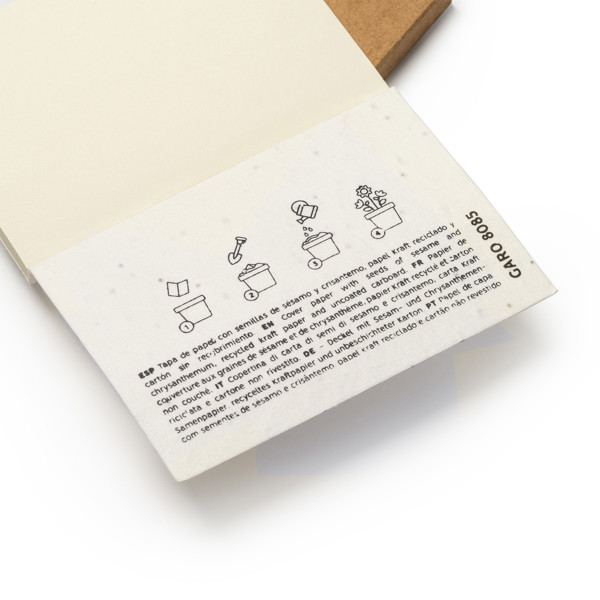 Promotional notebook with recycled seeded paper cover 50 sheets