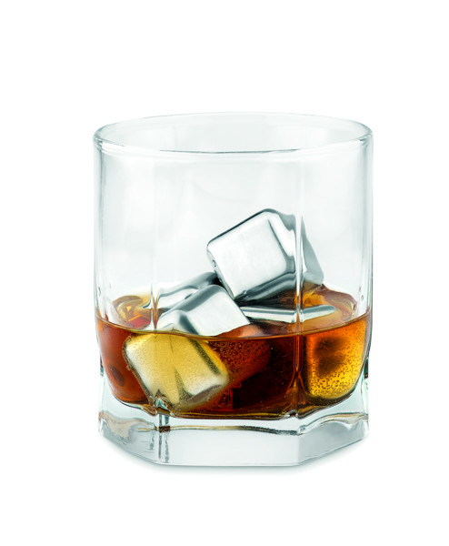 Set of 4 SS ice cubes in pouch Icy