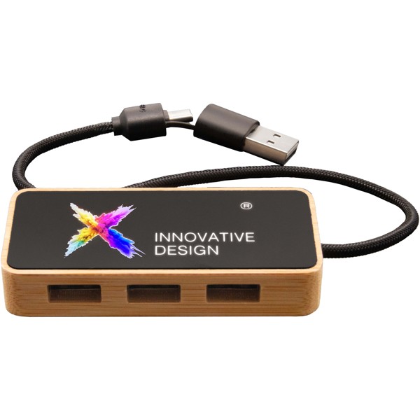 SCX.design H21 8-in-1 wooden USB hub with dual input and 6 ports