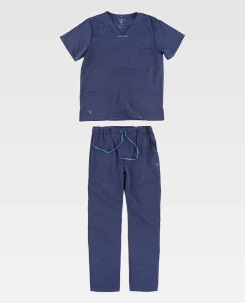 Conjunto Unissexo de Casaca e Calça em Tecido Elástico  - Azul-marinho 