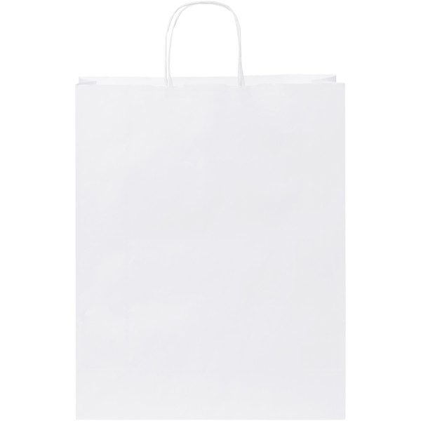 Sac en papier Kraft 80-90 g/m² avec poignées torsadées, grande taille - Blanc